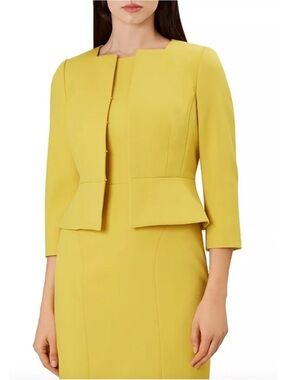 Hobbs London Harper Square Jacket Yellow Peplum Blazer Size 4 NWT
